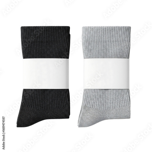 Light and dark grey socks mockup with blank label