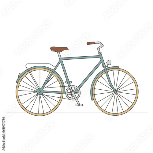 Vintage Teal Bicycle Illustration