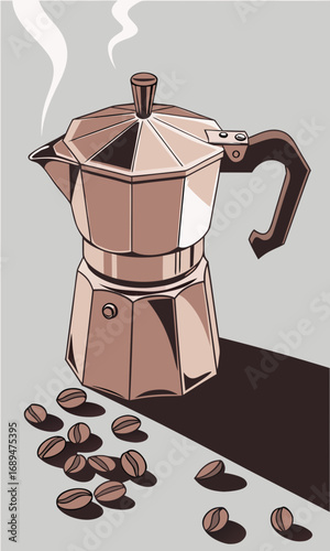 copper metal coffee maker, moka pot