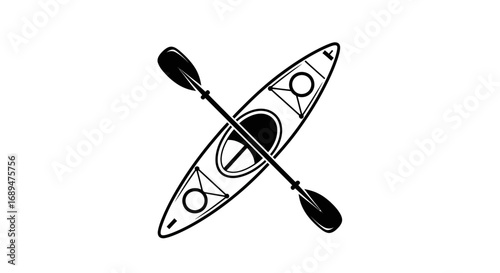 kayak, paddle, canoe, boat, water, sport, adventure, rowing, travel, outdoor, activity, recreation, river, lake, sea, ocean, vessel, equipment, ride, floating, silhouette, vector, icon, outline, clipa