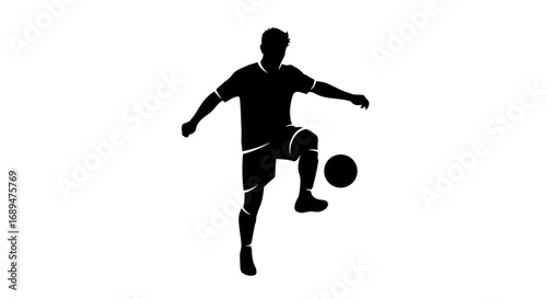 soccer, football, player, athlete, kick, sport, game, competition, match, striker, forward, midfielder, defender, goalkeeper, dribble, shoot, pass, goal, training, practice, silhouette, action, motion