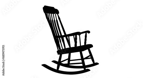 chair, rocking, furniture, seat, comfort, relax, vintage, wood, home, interior, traditional, classic, old, retro, rest, lounge, swing, design, silhouette, vector, icon, outline, clipart, graphic, mini