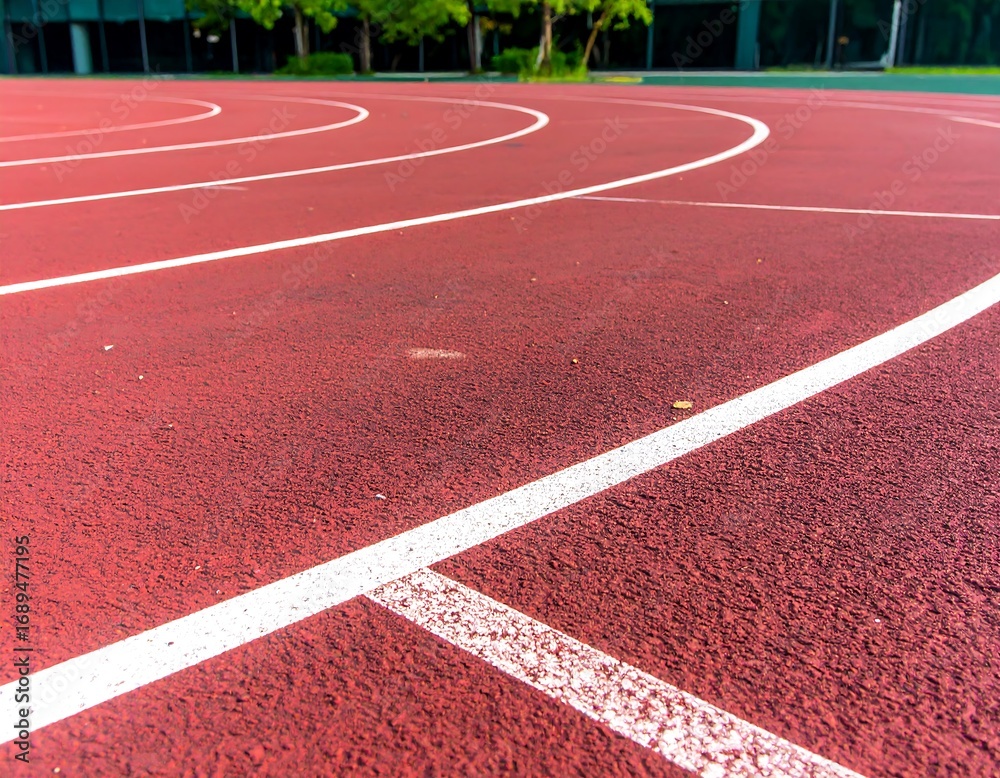 Fototapeta premium Red running track, curves, perspective