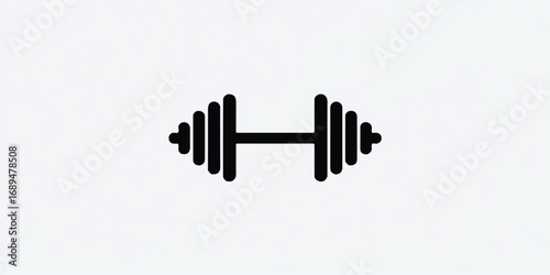 Minimalist barbell vector illustration for fitness training gym workout and strong bodybuilding concept design isolated