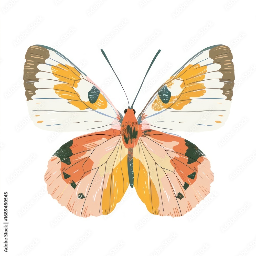 Fototapeta premium Aesthetic butterfly in boho invertebrate appliance animal.