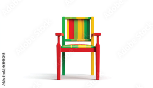 Modern colorful chair design with stripes in red yellow and green creative home furniture on white