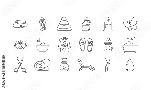 Spa Icon Set Line Art Style Template