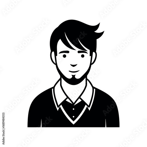 Stylized portrait of a young man with modern haircut and neat beard
