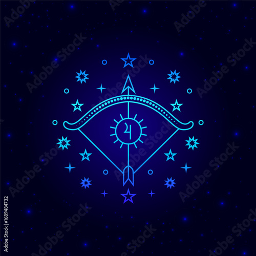  Sagittarius zodiac sign  on dark blue background