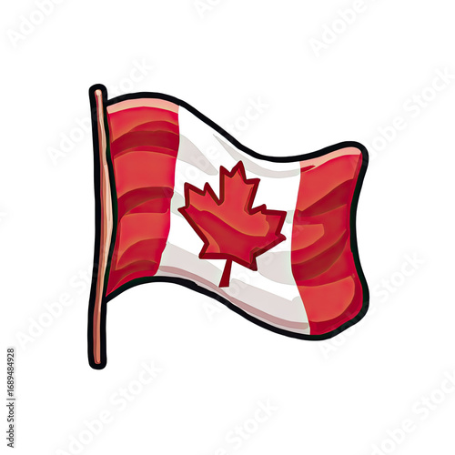 Cartoon depiction of a waving Canadian flag (1)