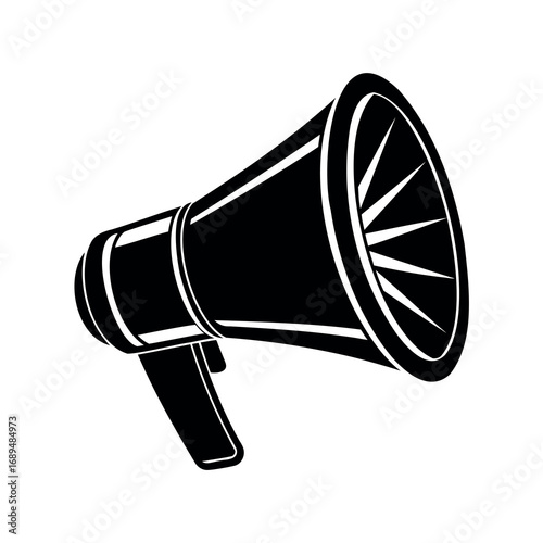 Bold and Graphic Black and White Megaphone Icon on a White Background