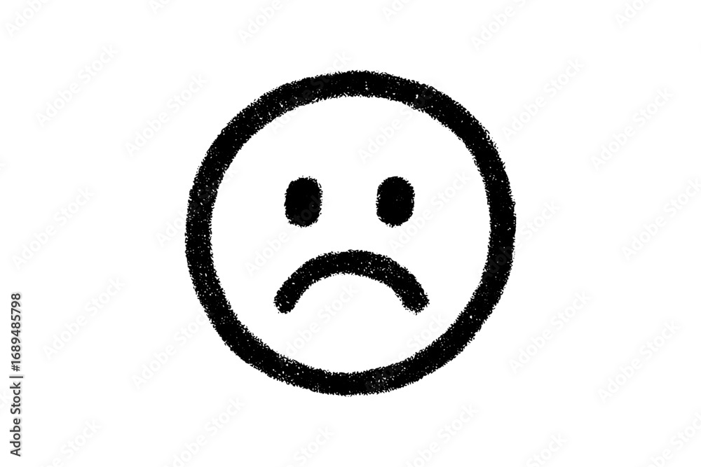 Fototapeta premium Hand-Drawn Charcoal Sad Face Raw Minimalist Sketch