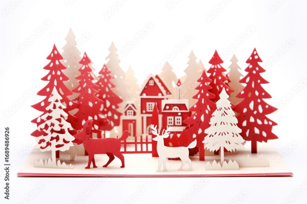 Fototapeta premium Christmas greeting card mammal white background representation.