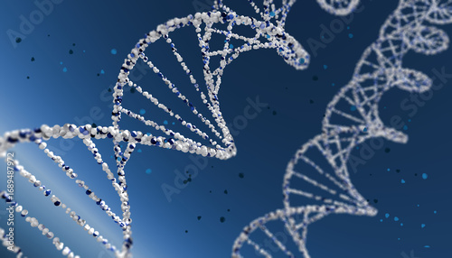 Konstfotografi A 3D illustration of several DNA double helix strands with a shallow depth of field