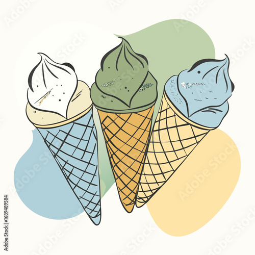 Three Ice Cream Cones