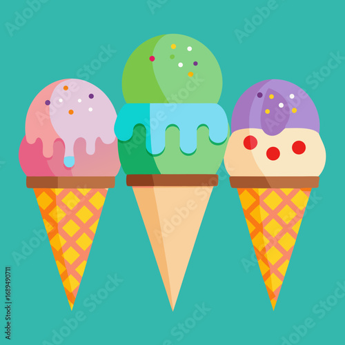 Colorful Ice Cream Cones