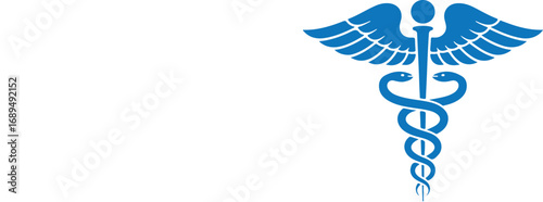Caduceus Blue Symbol Hermes Icon Modern Healthcare and Wellness Logo
