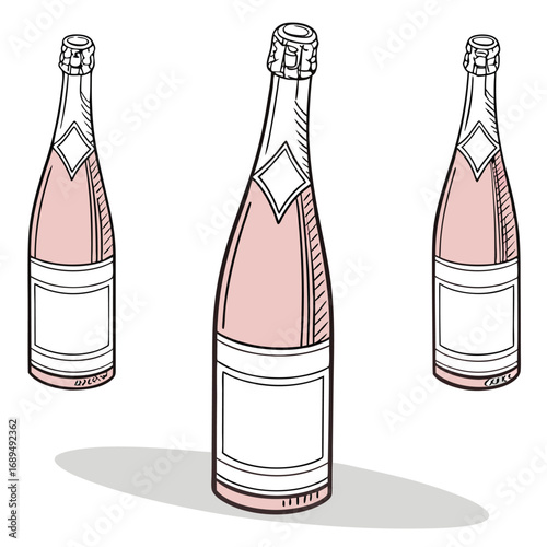 Elegant tall wine bottle mockup with customizable label space perfect for branding and product presentation in a clean vector design