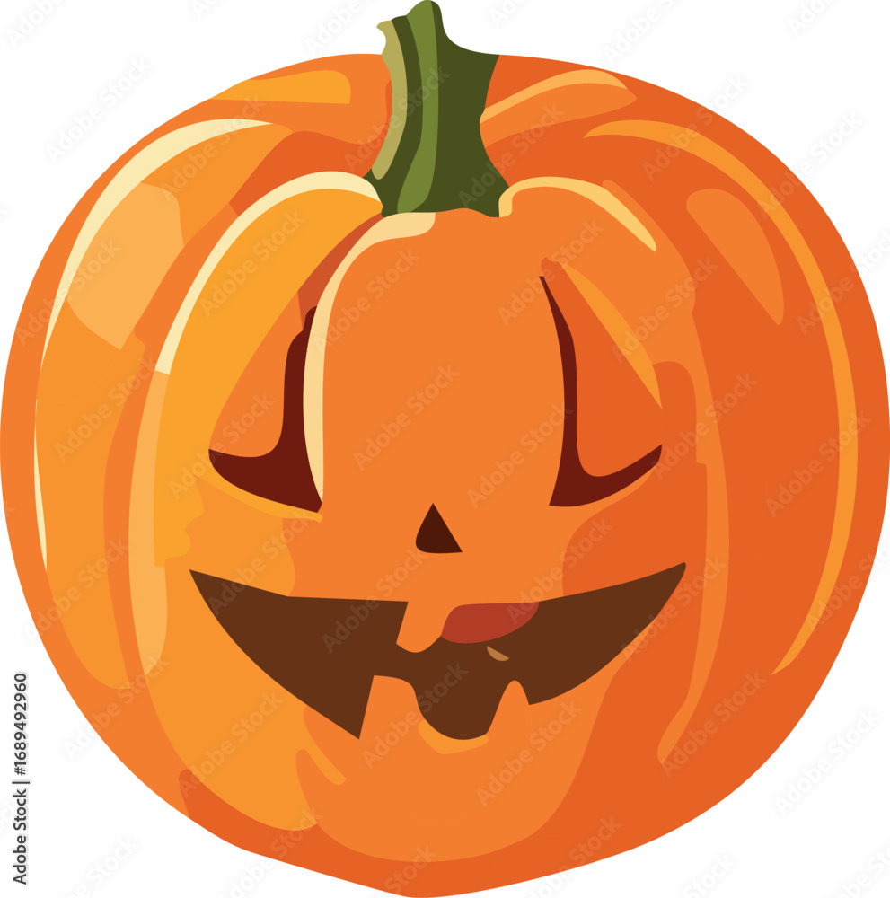 Fototapeta premium A cheerful, cartoon-style pumpkin with a carved face, ready for Halloween celebrations.