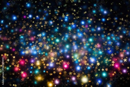 Colorful star shape shape pattern in bokeh effect background light backgrounds outdoors.
