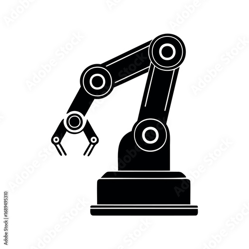 Isolated Robotic Arm Icon, Industrial Automation and Advanced Technology concept art