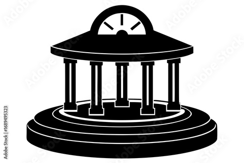 Classic Bank Building Icon: Finance, Investment & Government Symbol