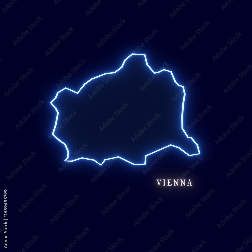 Obraz premium Austrian State Vienna Abstract Neon Outline Map 