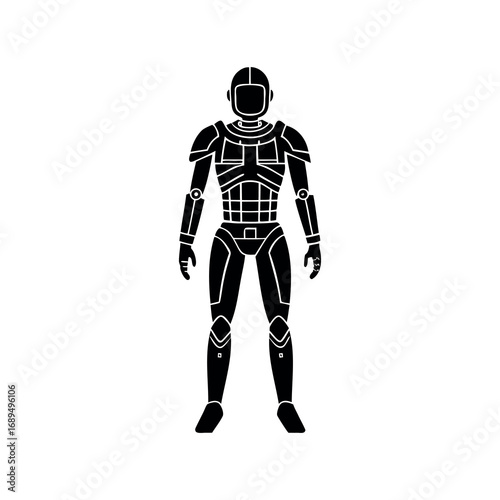 Futuristic Robot Suit Silhouette Standing Tall and Ready for Interstellar Adventures
