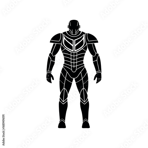 Full body illustration of science fiction futuristic soldier in armored suit