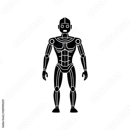 Full body illustration of a humanoid robot with defined muscle structure
