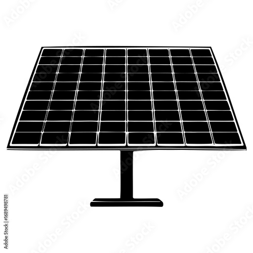 Solar panel silhouette with minimalist design for renewable energy concept