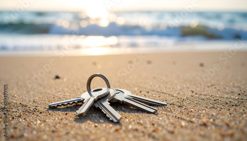 Keys on beach at sunrise