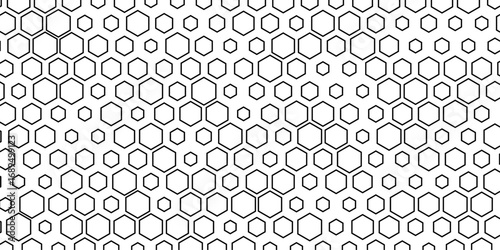 Seamless Abstract Gray Hexagon Pattern Vector Design on a Clean White Background for Modern Geometric Textures, Wallpapers, and Digital Graphics.