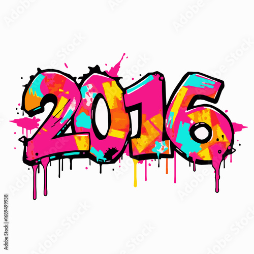 urban graffiti 2016 text with spray paint splatter vector
