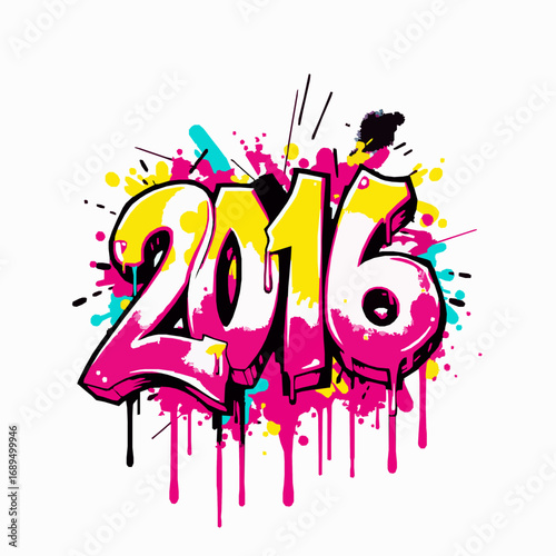 graffiti 2016 colourful street art vector illustration with paint splashes