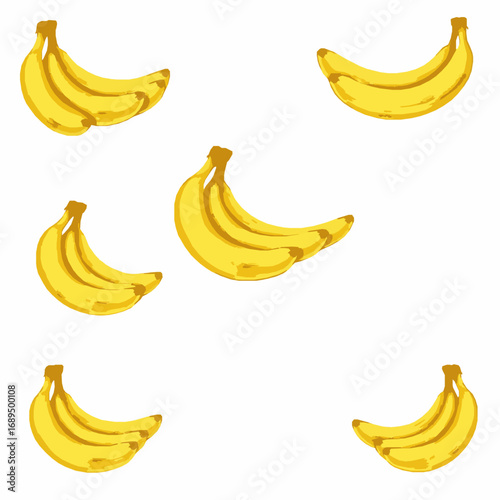 Pattern of Yellow Bananas on a White Background fruit