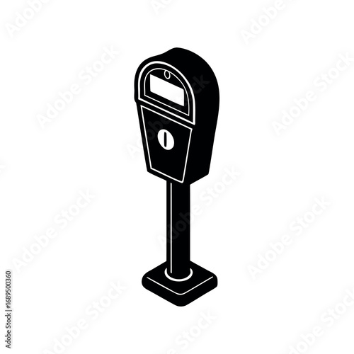 Isometric black and white parking meter icon in a vector drawing