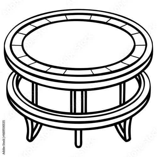 Black and white technical illustration of round metal guardrail or fence crosssection