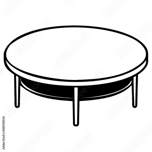 Minimalist round table with four legs