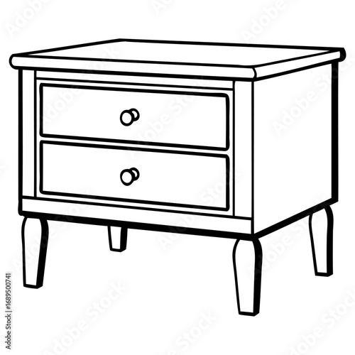 Minimalist twodrawer nightstand with tapered legs