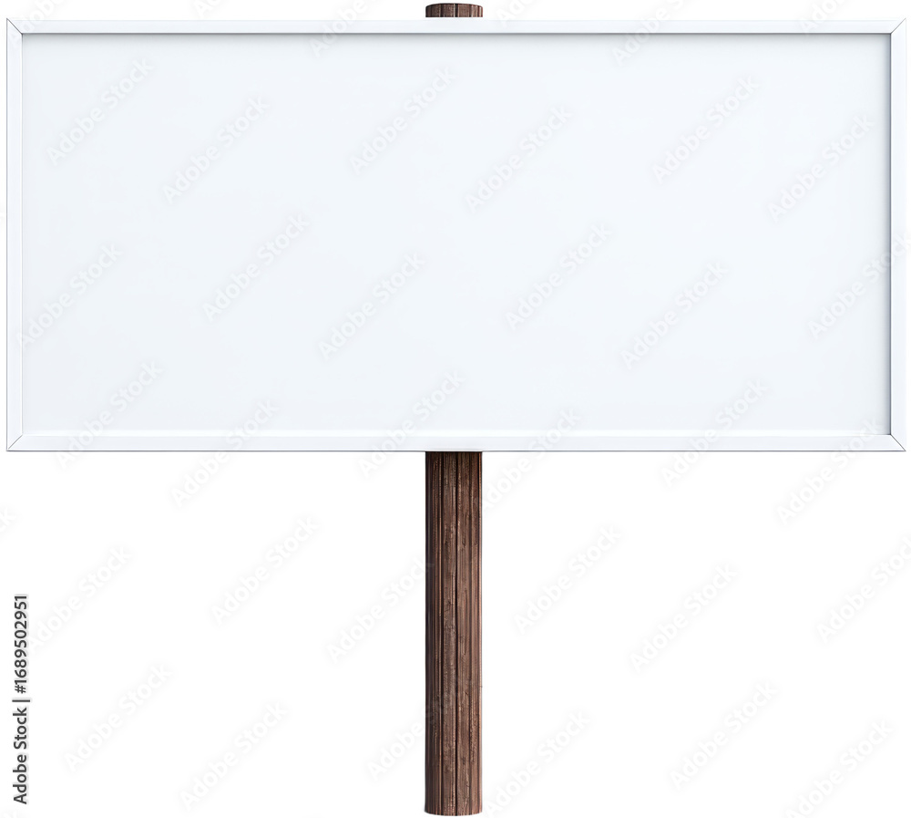 Obraz premium Blank white billboard on a wooden post isolate sign empty message advertising