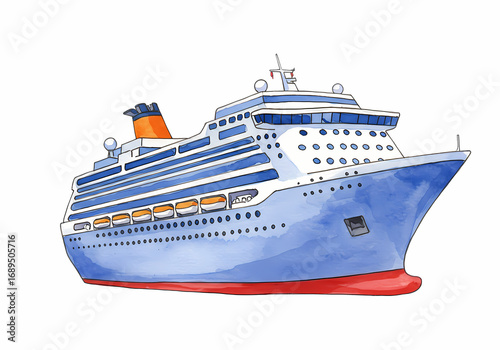 Luxury Cruise Ship: Watercolor Painting of a Majestic Vessel