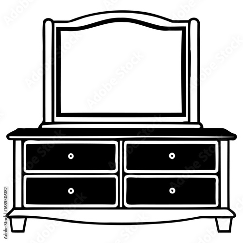 Classic wooden dresser with attached mirror