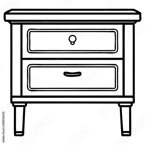 Minimalist twodrawer wooden nightstand with tapered legs