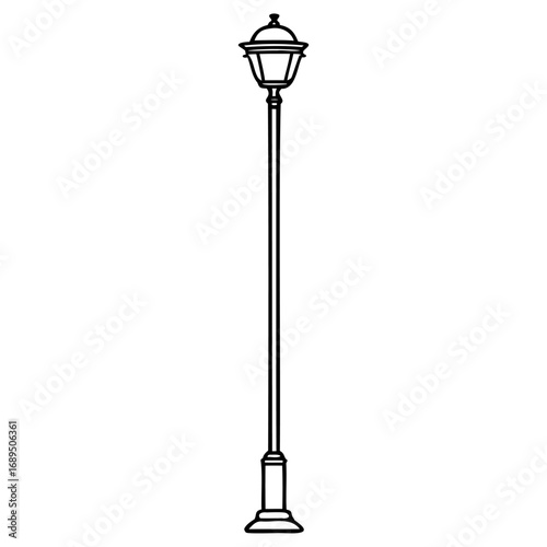 Classic black street lamp post with ornate top design