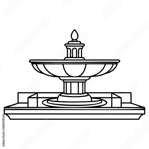 Classic threetiered outdoor fountain with ornate basin design