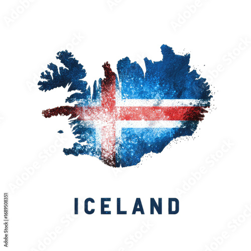 Iceland map with flag overlay
