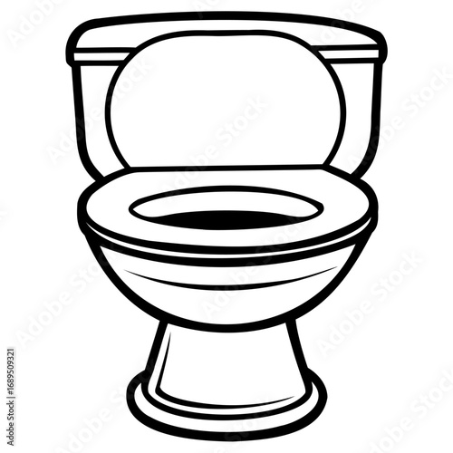 Simple black and white line drawing of toilet