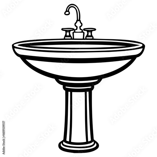 Classic pedestal sink with elegant faucet design