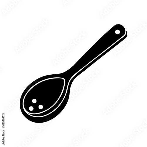 Stylized vector image of a wooden spoon with circular dot pattern